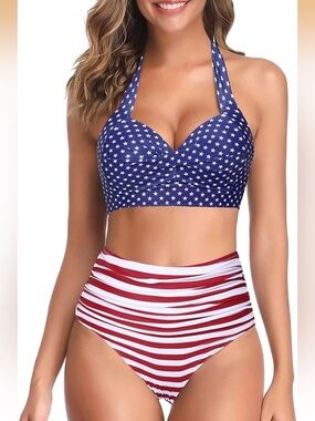 Tempt Me American Flag High Waisted Bikini Set L. 2494/bb12-1